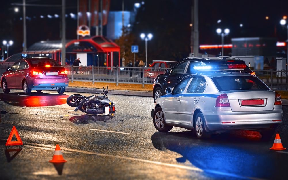 Moto,Bike,Collision,At,Night.,Motorcycle,Crash,,Night,Accident.,Traffic