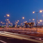 Lanterns,At,Shopping,Mall,Parking,Lot,Illuminated,At,Night
