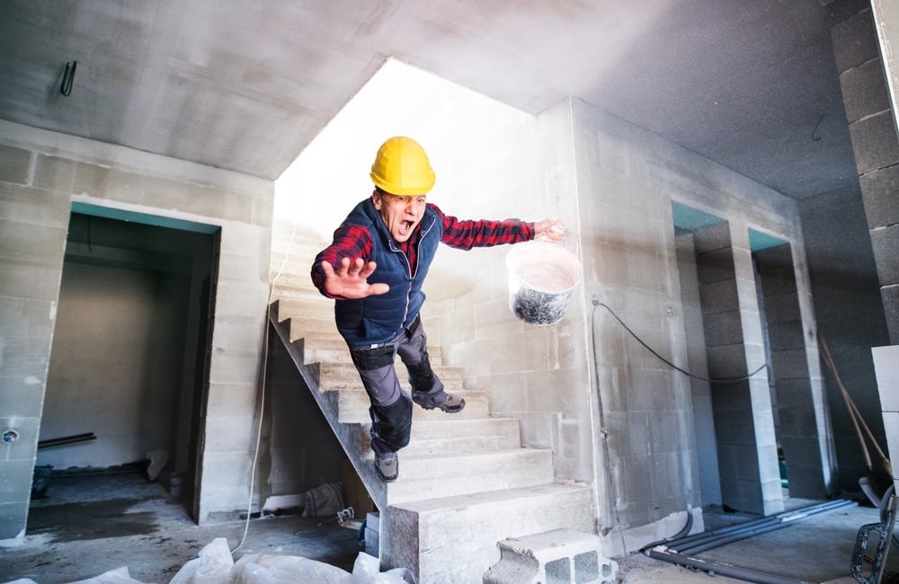 Man,Falling,Down,The,Stairs.,Accident,Of,A,Man,Worker